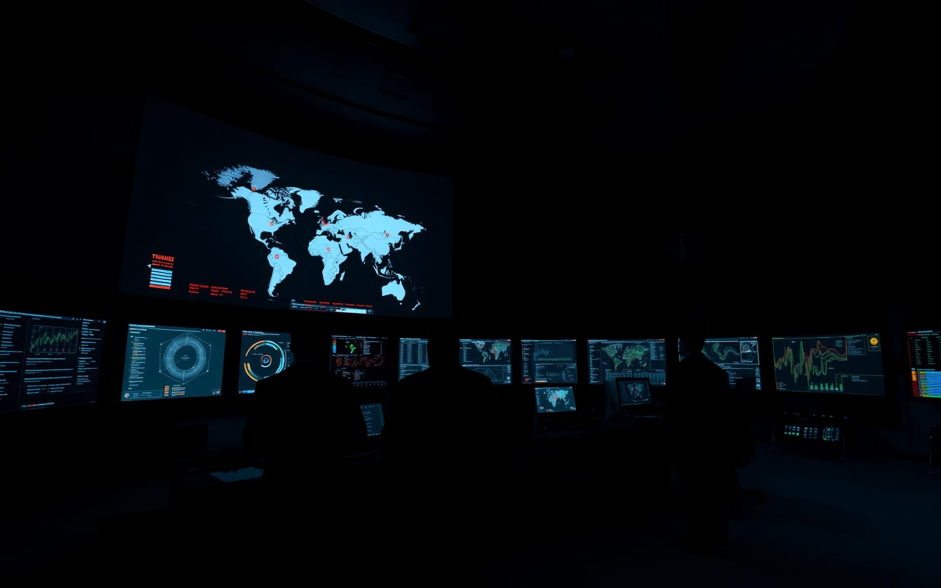 Cybersecurity operations center at night